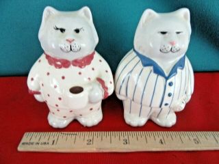 32.  Clay Art Cat In Pajamas Salt And Pepper Shakers Hand Painted Philippines