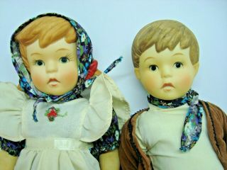 Vintage Oumlet Hansel And Gretel Dolls Hand Painted Porcelain 1984