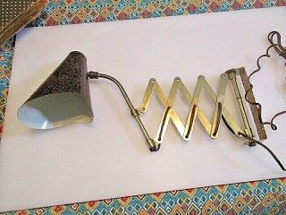 Mid Century Modern Accordian Scissor Wall Mount Lamp Light Cone Shade Vintage