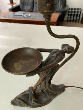 Antique Lamp - Goddess Riding A Fish - 1925 E.  P.  Co.
