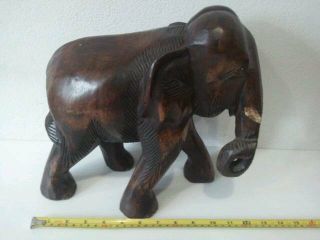 Large Vintage Handmade Wood Carved Elephant