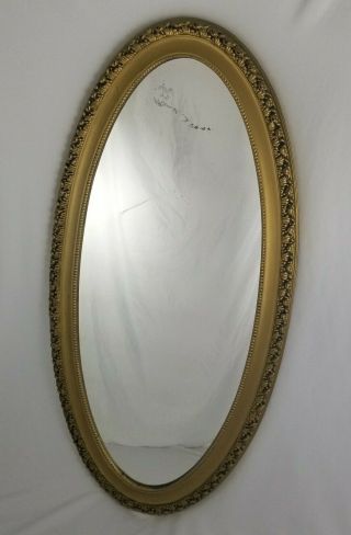 Vintage Full Length Gold Oval Wall Mirror French Victorian Mid - Century 46 "