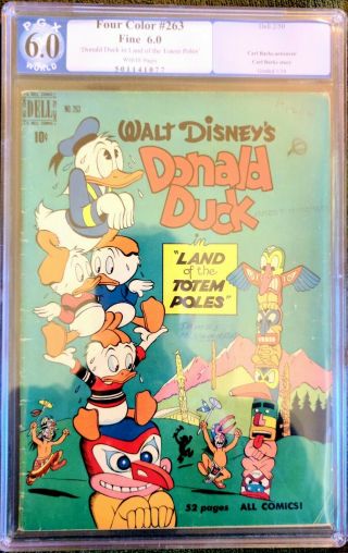 Four Color 263 F 6.  0 Graded Donald Duck Land Of The Totem Poles Carl Barks Art