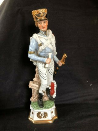 Naples Capodimonte Porcelain Figurine Napoleonic Hussar Soldier 32 Cm