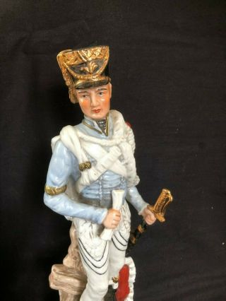 Naples Capodimonte Porcelain Figurine Napoleonic Hussar Soldier 32 cm 2