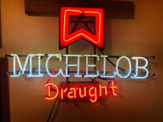 Vintage 1970’s Michelob Draught Beer Neon Sign In Good