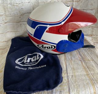 Vintage Arai Mx/a Motocross Dirt Bike Motorcycle Helmet Red/white/blue 7 1/4 - 3/8