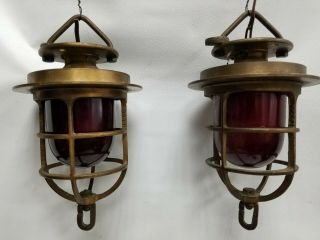 Vtg 40s Crouse Hinds Explosion Proof Industrial Gas Station Brass Cage Light Old