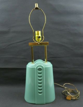 Mid Century Vintage Pop Art Deco Ceramic De Beauce Canada Green Lamp