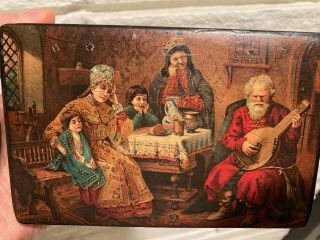 Antique Russian Lacquer Box 19th Century Vintage Russia Art Ussr