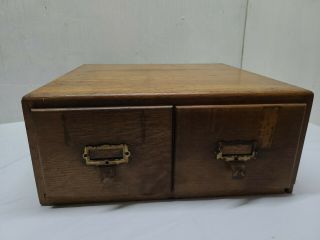 Antique 2 Drawer File Box Oak Wood Vintage Office Library Cabinet Stackable
