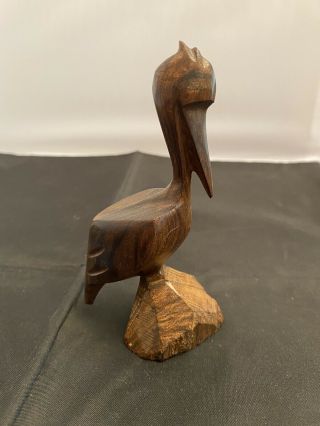 Vintage Mcm Mid - Century Hand Carved Ironwood 6 " Pelican Figurine