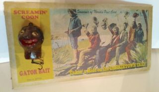 Vintage Old Novelty Souvenir Of Old Florida Post Card Style Grinning Man Lure