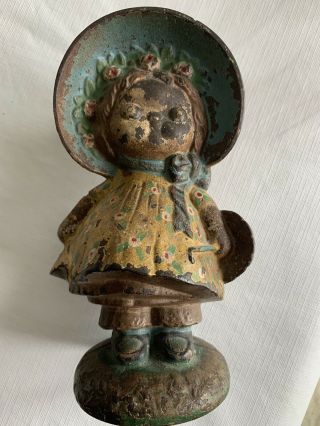Antique Hubley Dolly Dimple Girl Cast Iron Doorstop