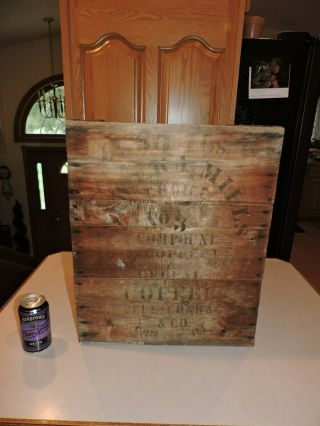 Vtg Antique Wood Wooden Coffee Box Crate Advertising Sign Chicago Ill