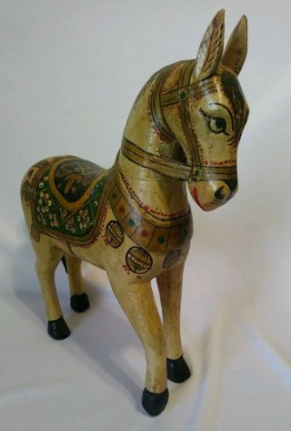 11.  25 " Vintage Hand Carved/painted Wooden Horse Tabletop Sculpture Figure