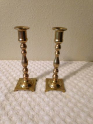 Vintage: Pair Solid Brass Candle Holders (7 " Tall)