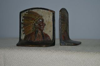 Iron Bookends Indian Native American Feathers Headdress; Western Theme