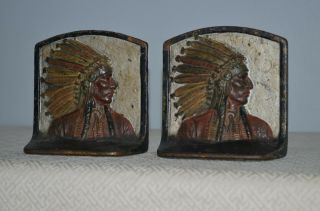 IRON Bookends Indian Native American FEATHERS Headdress; WESTERN THEME 2