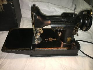 Vintage Singer 221 - 1 Featherweight Sewing Machine With Case