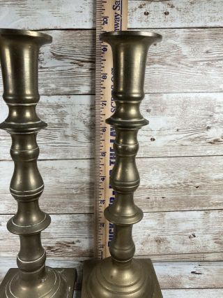 Vintage Pair SOLID Brass CANDLE HOLDERS CANDLESTICKS Square Base 9” 3
