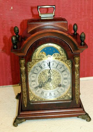 Oldtable Clock Dutch 8 Day Warmink Bracket Clock Moon Phase,  2 Bells