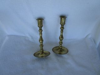 Set Of 2 [7 - 1/4 Inch] Solid Brass Candle Stick Holders With Wax Catchers Japan