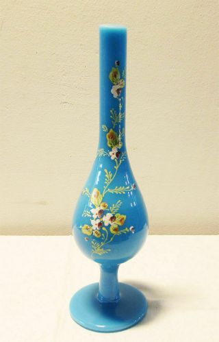 Antique Style Turkish Enamel Opaline Glass Gulabdan Rose Water Bottle Vase