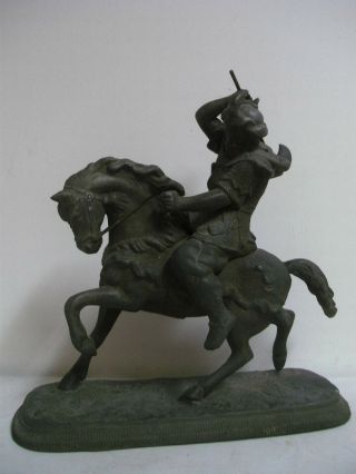 Vintage Antique Spelter Persian Arabian Desert Warrior Knight On Horse Statue