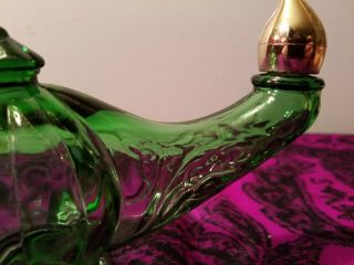 Vintage Avon Perfume Bottle,  Aladdin ' s Lamp Green Glass Genie Bottle 11 2