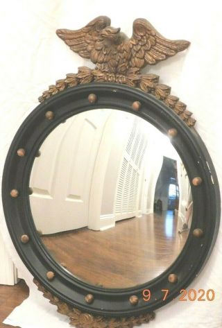 Vintage Federal Eagle Convex Bullseye Mirror 13 Colonies