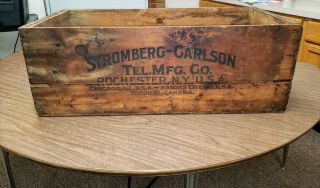 Antique " Stromberg Carlson " Wooden Wall Telephone Wooden Crate 36 "