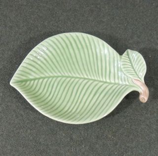 Fitz & Floyd Green Leaf Trinket Dish Snack Tray Plate Japan