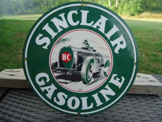 Old Vintage Dated 1939 Sinclair H - C Gasoline Porcelain Gas Pump Advertising Sign