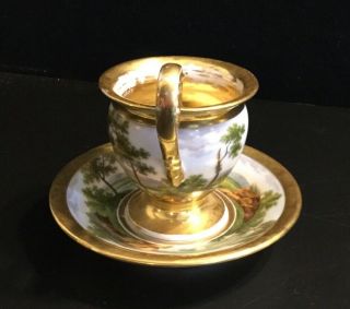 5 FRENCH IMPERIAL 19thC Antique Vieux Old Paris Porcelain Cup Saucer GILDED 2