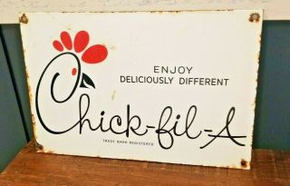 Vintage Chick - Fil - A Porcelain Gas Soda Beverage Chicken Restaurant Food Sign