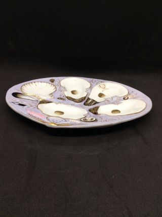 Vintage Resembles Union Porcelain UPW Style 4WELL OYSTER PLATE CLAM Purple 3