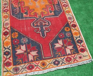 Turkish Rug 47  x94  Vintage Light Muted Color Primitive Wool Carpet 120x241cm 3