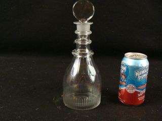 Antique 19c Clear Blown Glass Cut Decanter W/ 3 Rings On Neck 2