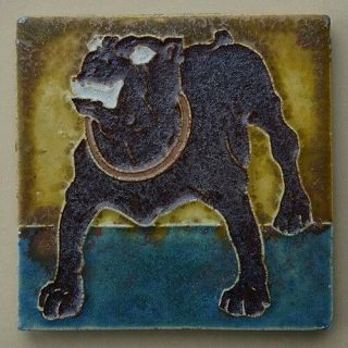 Delft De Porceleyne Fles Arts & Crafts Tile Dog Cuenca Cloisonne Art Pottery