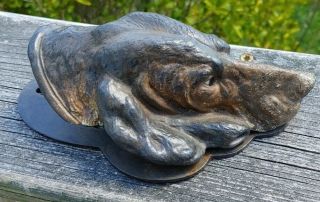 Antique Foundry Cast Iron Hound Dog Paper Clip Document Holder Wall Mount Desk 2