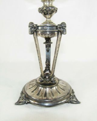 Antique Silver Plate Oil Lamp W Cut & Polished Glass 19th Century Silverplate