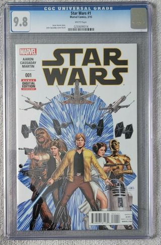 Star Wars 1 (march 2015,  Marvel) Cgc 9.  8 1st Printing White Pages Disney Vader