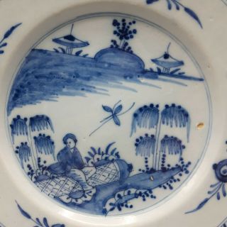18th Century English Blue & White Delftware Chinese Pattern Plate 2