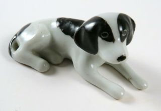 Vintage Porcelain Small Black And White Dog Figurine,  Made In Japan