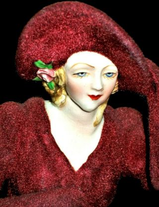Antique Czechoslovakia Royal Dux Art Deco Lady Doll Flapper Porcelain Figurine