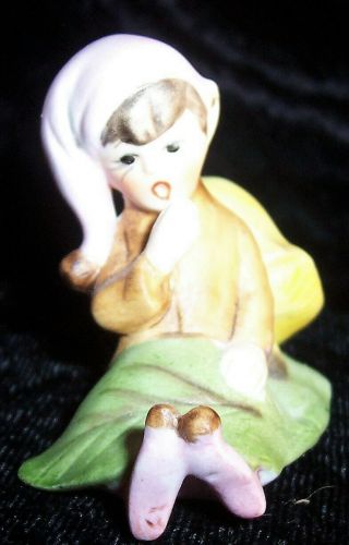 Vtg Josef Originals Woodland Pixie Elf Imp,  Toadstool Mushroom Figurine Japan