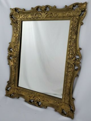 Vintage Hollywood Regency Ornate Gold Framed Wall Mirror Syroco Mid - Century 28.  5