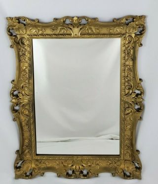 Vintage Hollywood Regency Ornate Gold Framed Wall Mirror Syroco Mid - Century 28.  5 2