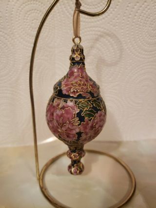 Vintage Cloisonne Hanging Ornament With Flowers